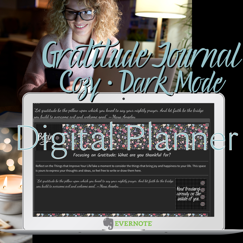 Evernote Digital Inspired Gratitude Journal Cozy Dark Mode
