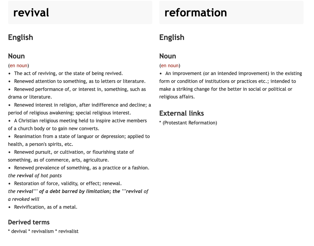 The Difference between Revival and Reformation