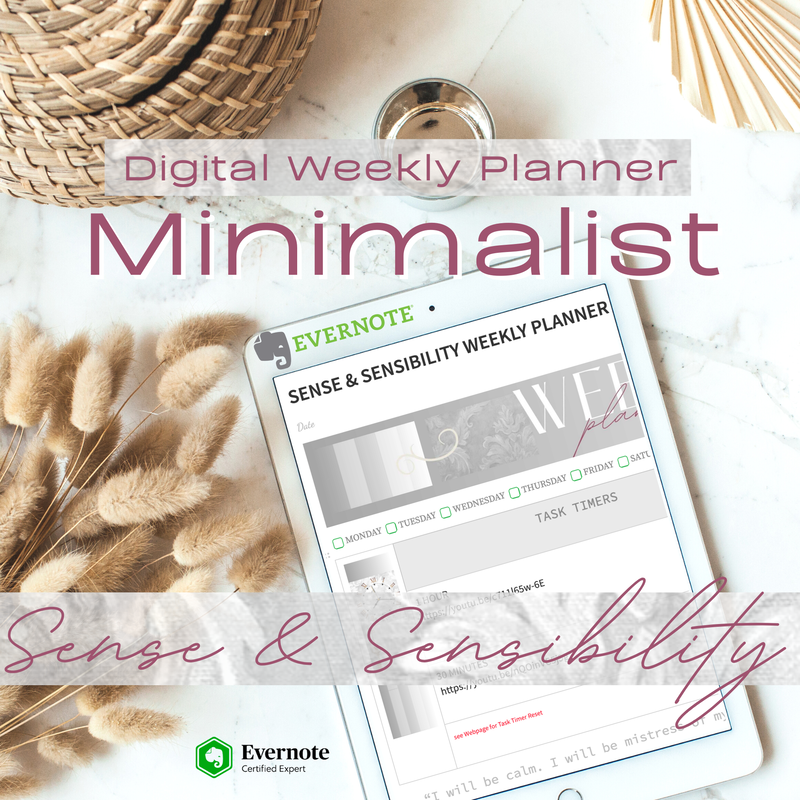Evernote Digital Weekly Planner Sense and Sensibility